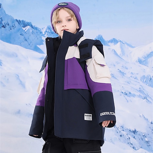 Kinder Mädchen Daunenjacke Outdoorjacke 3-in-1-Jacke Daunenmantel Daunenjacke Farbblock Mode WASSERDICHT warm halten Winddicht Schule Mantel Oberbekleidung 6 Jahre Winter Rote Purpur Grün Image
