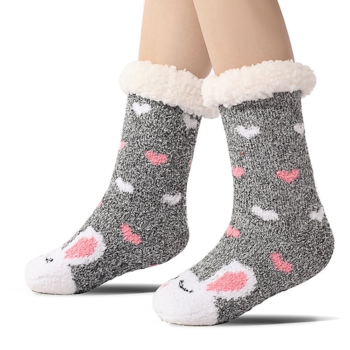 Ultradicke Kaschmir-Haussocken für Damen, rutschfeste, flauschige Haussocken mit Noppen, warme, kuschelige Weihnachtssocken, weiche Wintersocken Image