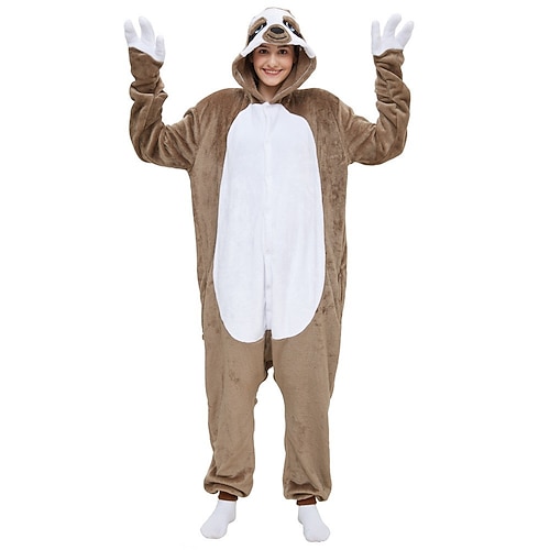 Karnevalskostüm Tier Faultier Karneval Kigurumi-Pyjamas Ausgefallene Kostüme Onesie-Kostüm Warm Bequem Erwachsene Herren Damen Halloween Karneval Leistung Party Hausbekleidung Einfaches Image