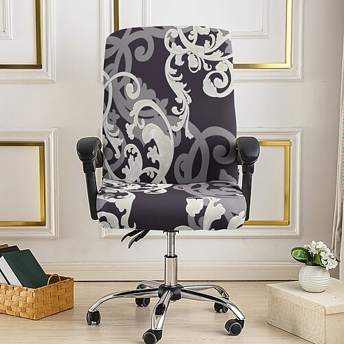 Bürostuhlbezug, Hockerbezug, geometrisch bedruckter Polyesterbezug, Stretch-Stuhlschutzbezug für Homeoffice und Wohnzimmer Image
