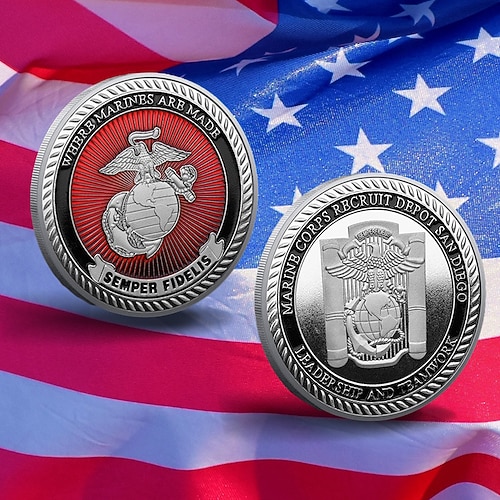 Gedenkmünze des US Marine Corps – Challenge Coin zum 250-jährigen Jubiläum, Sammlerstück mit amerikanischem Adler, doppelseitiges Metall-Souvenir für Veteranen, patriotisches Geschenk für Image