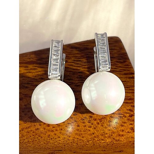 Damenohrringe aus einer Legierung mit Imitationsperlen – elegantes Design in verschiedenen Farben, perfekt für Hochzeiten und den Alltag Image