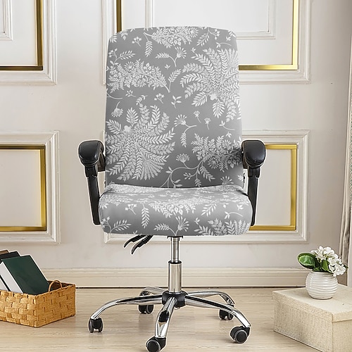 Bürostuhlbezug, Hockerbezug, geometrisch bedruckter Polyesterbezug, Stretch-Stuhlschutzbezug für Homeoffice und Wohnzimmer Image