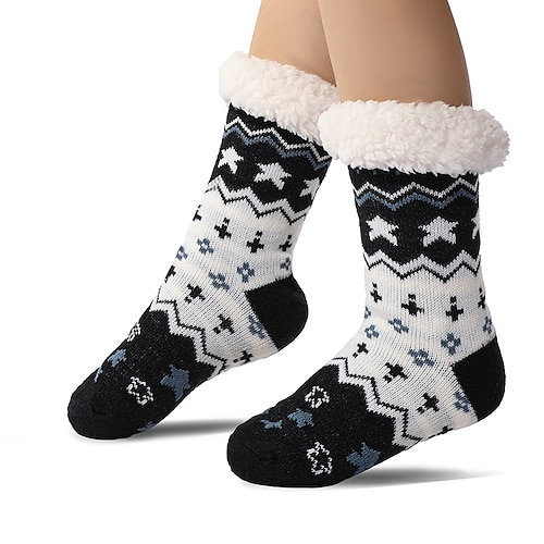 Ultradicke Kaschmir-Haussocken für Damen, rutschfeste, flauschige Haussocken mit Noppen, warme, kuschelige Weihnachtssocken, weiche Wintersocken Image