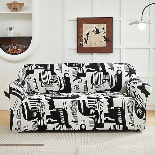 Boho-Sofabezug aus superweichem, staubabweisendem Stretchmaterial. Inklusive kostenlosem Nackenrollebezug für Sessel, Zweisitzer, 3-Sitzer und 4-Sitzer. Image