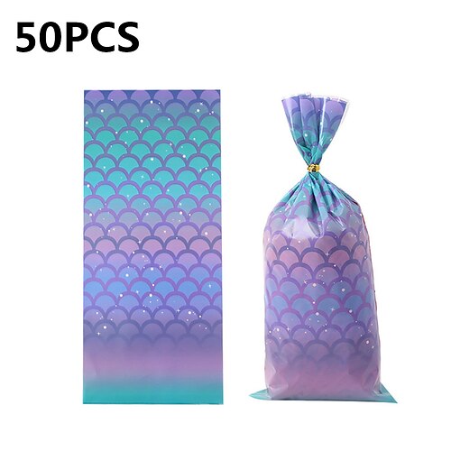 50er-Packung Kekstüten, Plastiktüten für Süßigkeiten, Bäckereien, Geschenktüten, Mitgebseltüten mit Drehverschluss für Weihnachtssnacks Image