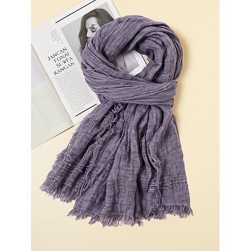 Damenschal aus Baumwoll-Leinen-Mischgewebe mit Fransen – im Bohème-Stil, in verschiedenen Farben erhältlich, leicht und bequem für Freizeit und Alltag Image