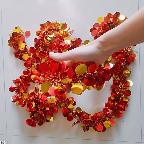 Glitzernde Pailletten-Girlande – festliche Girlandenbänder für Partys, Hochzeiten, Geburtstage, Feiertage und als Weihnachtsbaumschmuck, funkelnde Hängegirlande für Zuhause Event-Styling Image