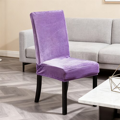 Esszimmerstuhlbezug aus silberfuchsfarbenem Wollsamt, Stuhlbezug aus Polarfleece, Stretch-Überzüge, Sitzbezüge für Zuhause Image