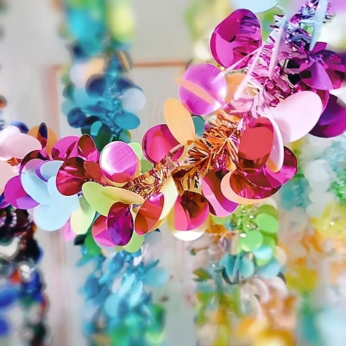 Glitzernde Pailletten-Girlande – festliche Girlandenbänder für Partys, Hochzeiten, Geburtstage, Feiertage und als Weihnachtsbaumschmuck, funkelnde Hängegirlande für Zuhause Event-Styling Image