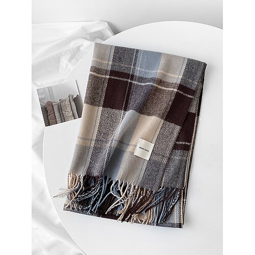 Herrenschal aus Kunstwolle und Polyester, kariert, in verschiedenen Farben erhältlich, ideal als Geschenk Image