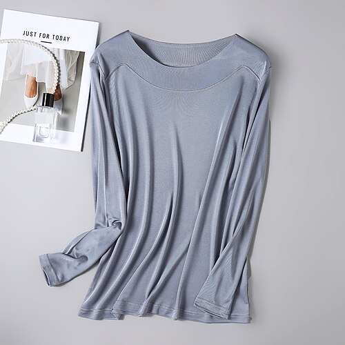 Damen Bluse Patchwork Einfach Elegant Stilvoll Langarm Rundhalsausschnitt Normale Oberteile Täglich Ferien Ausgehen Schwarz Grün Khaki Grau Herbst Image