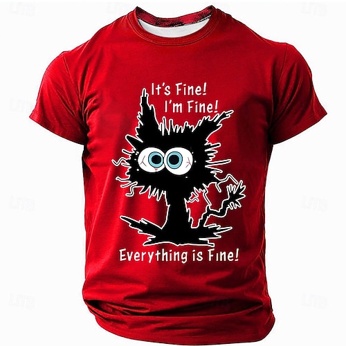 Herren Lustiger Slang T Shirt Kurzarm T-Shirt 3D-Druck Rundhalsausschnitt Hemd Mode Täglich Täglich Straße Blau Schwarz Rote Sommer Frühling Bekleidung S M L XL XXL XXXL Image