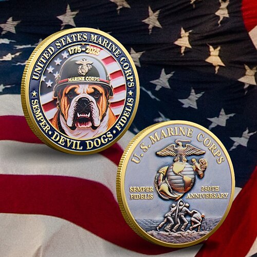 US-Marines Gedenkmünze – Vereinigte Staaten 250. Jubiläum Eisen Kunst Herausforderung Münze Militär Sammlermedaille patriotisches Souvenir Geschenk für Marines Veteranen Semiquincentennial Image