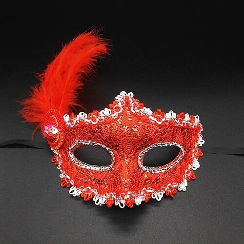 Karneval 2026 Karnevalsmaske Karneval Maske Venezianische Maske Halloween Feder Erwachsene Damen Halloween Karneval Karneval Party Halloween Einfaches Karnevalskostüm Verkleiden Image