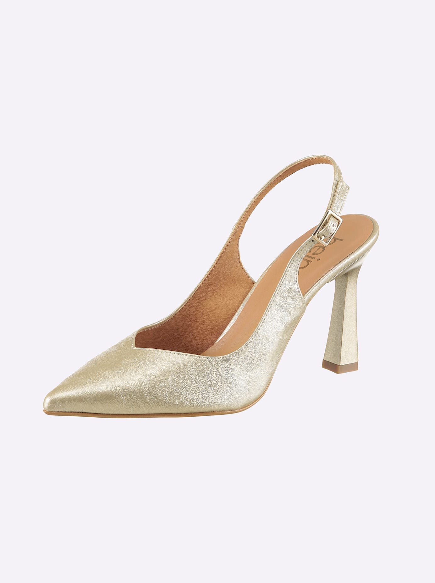 Slingpumps HEINE, Damen, Gr. 35, goldfarben, Textil, Schuhe Slingpumps