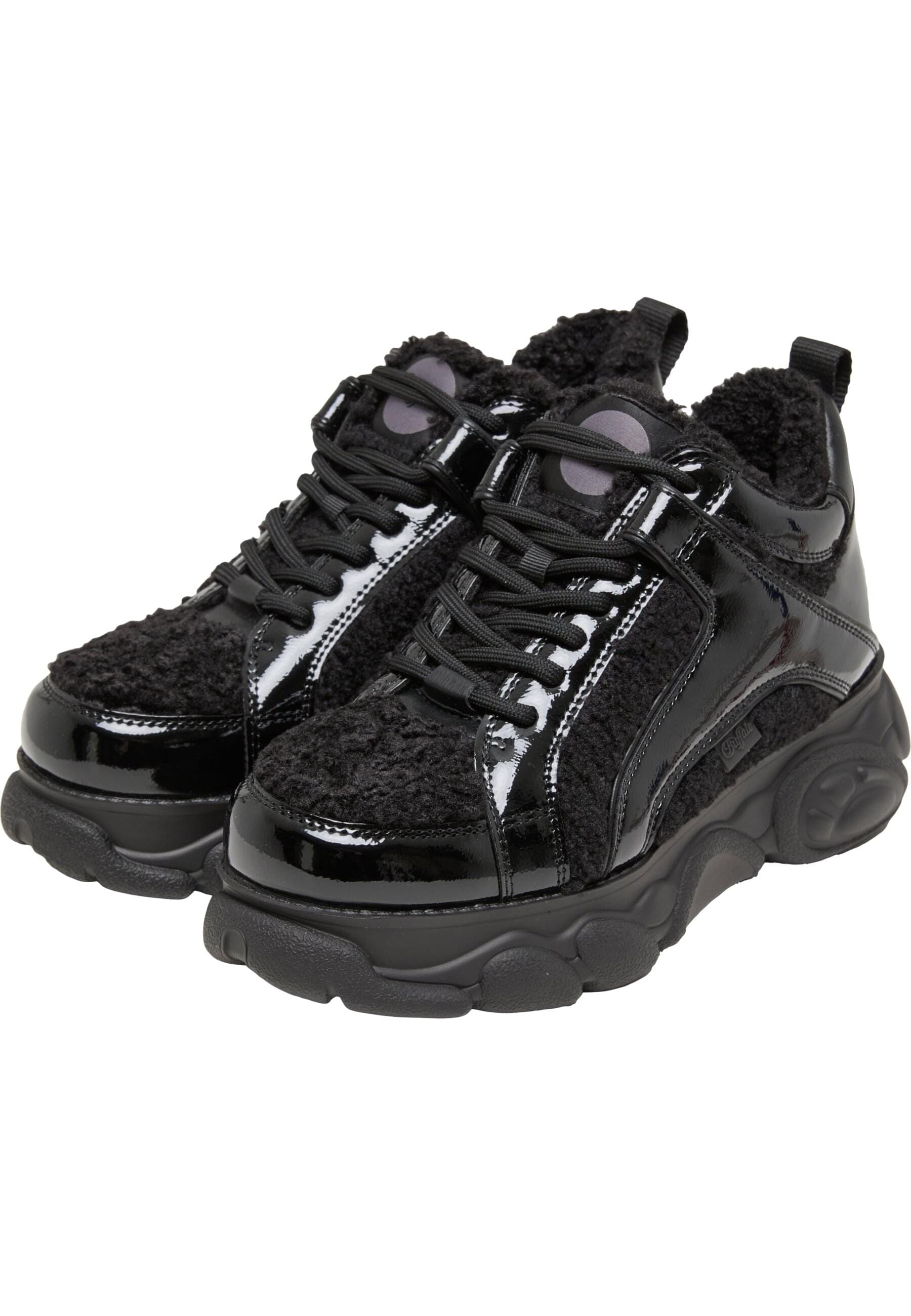 Trainingsschuh BUFFALO "Buffalo CLD CORIN WARM - VEGAN PATENT/FUR", Damen, Gr. 42, schwarz, unifarben, Schuhe