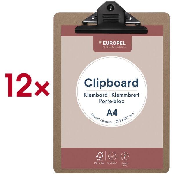 EUROPEL Klemmbrett A4 Holz / Metall braun 1 Stück, 23x32.5 cm Image