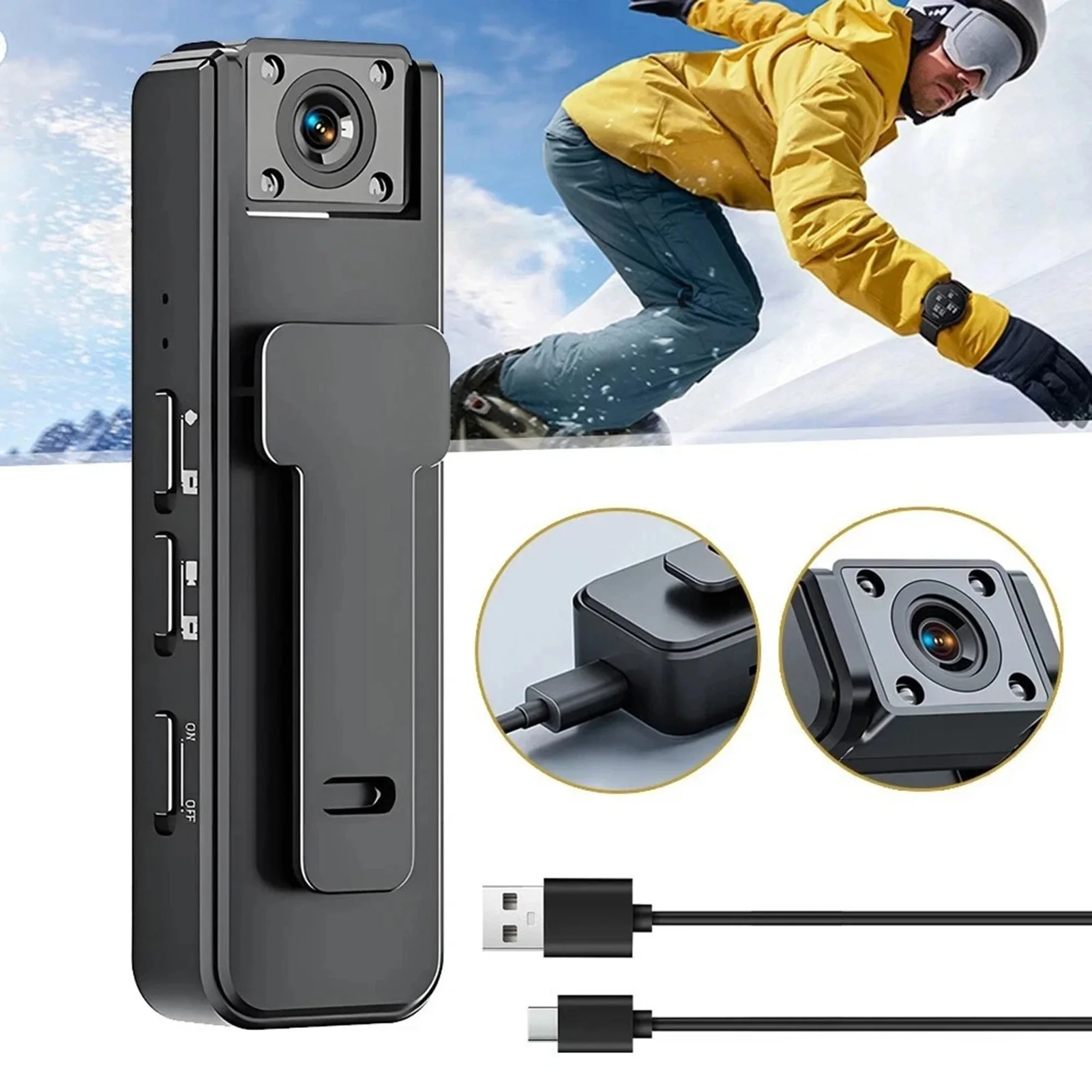 Caméra de carrosserie Vlog sans fil 1080p caméscope portable cam body with night-vision 180 ° rotation objectif portable sport dv caméscope