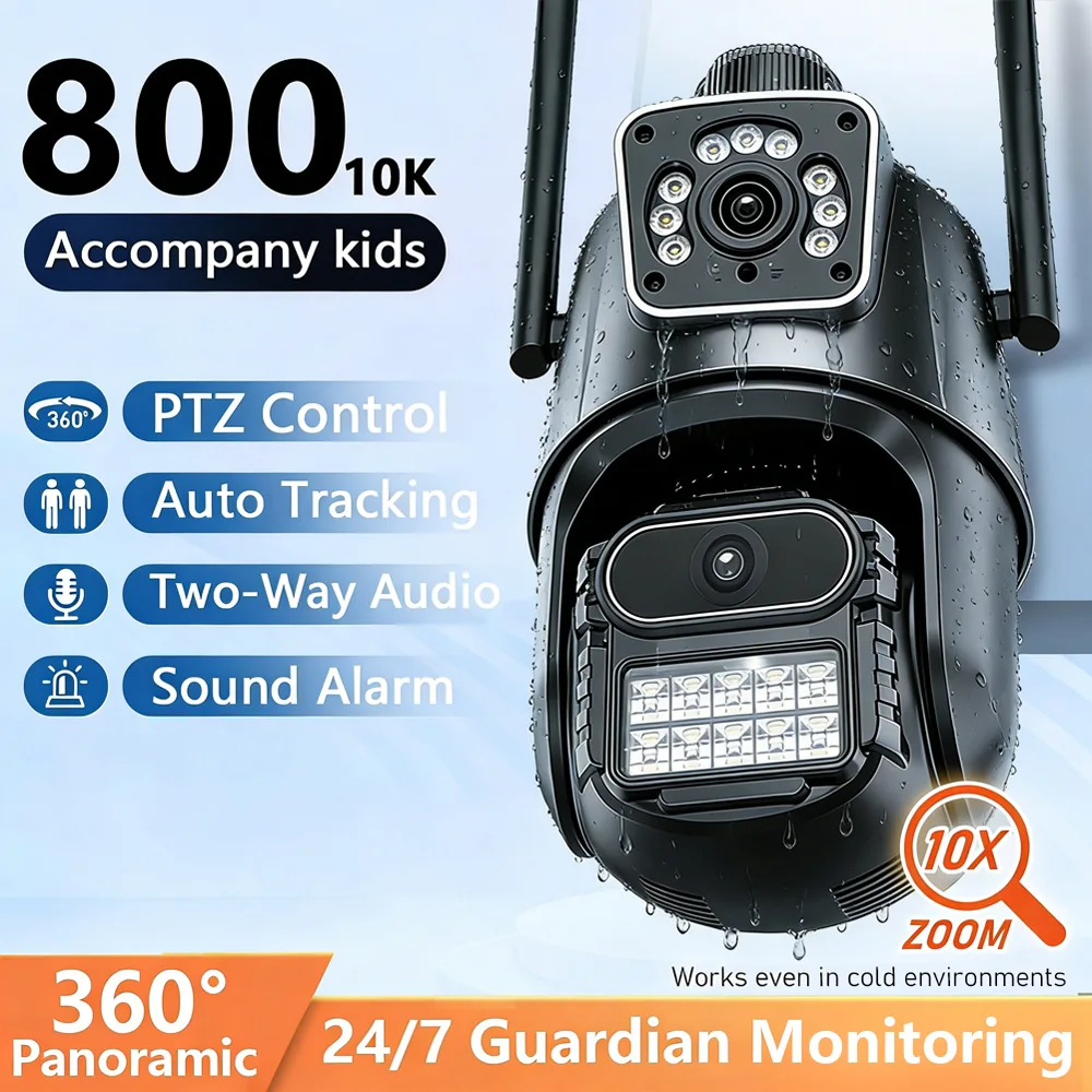 CCTV Außenkamera PTZ WiFi Dual-Objektiv 4K 13MP IP-Kameras Außenbeleuchtung Alarmlicht Nachtsicht Überwachungskamera Image