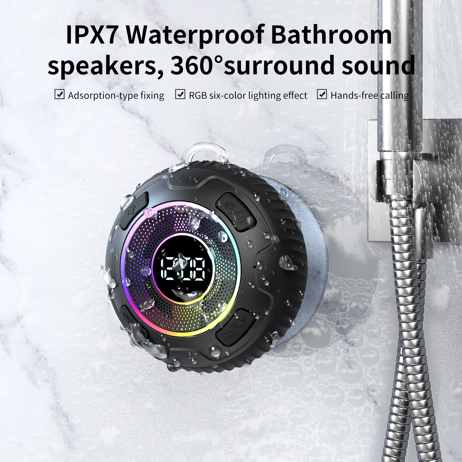 2026 Neuester kabelloser Lautsprecher S5 IPX7 wasserdichtes LED-Licht Starker Bass Soundguru Factory Store ENC-Mikrofon Bluetooth-Lautsprecher 1100 mAh Image