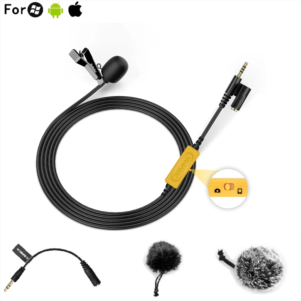 7Ryms S.LAV 01 6 m tragbarer omnidirektionaler Kondensatormonitor Lavalier-Mikrofon für iPhone Android Smartphone/iPad/DSLR-Kamera Image