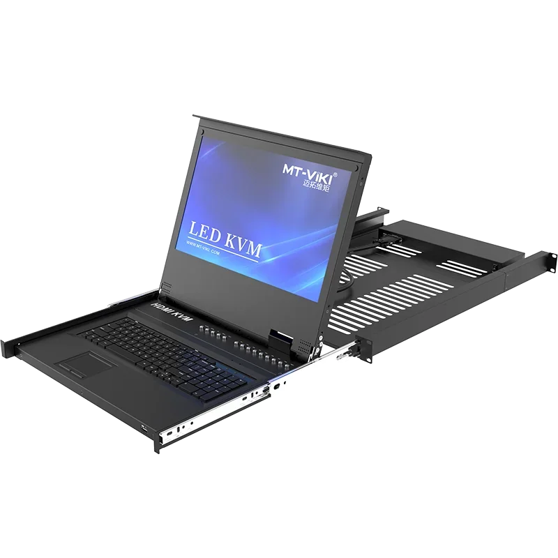 17.3 "LED HDMI KVM Konsole 8 Port, MT-VIKI 1920*1080 Rack mount KVM Schublade für 1U 19" Server Rack, 17,3 Zoll LCD HDMI KVM Switch Image