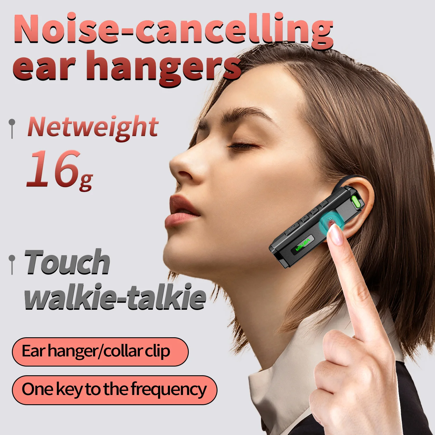 WBT-V1Plus Plus Tragbares, am Ohr montiertes Walkie-Talkie mit langer Ran-Talkie, 5 km Ran Touch, kabelloses Mini-Radio, Rauschunterdrückung, inklusive Batterien Image