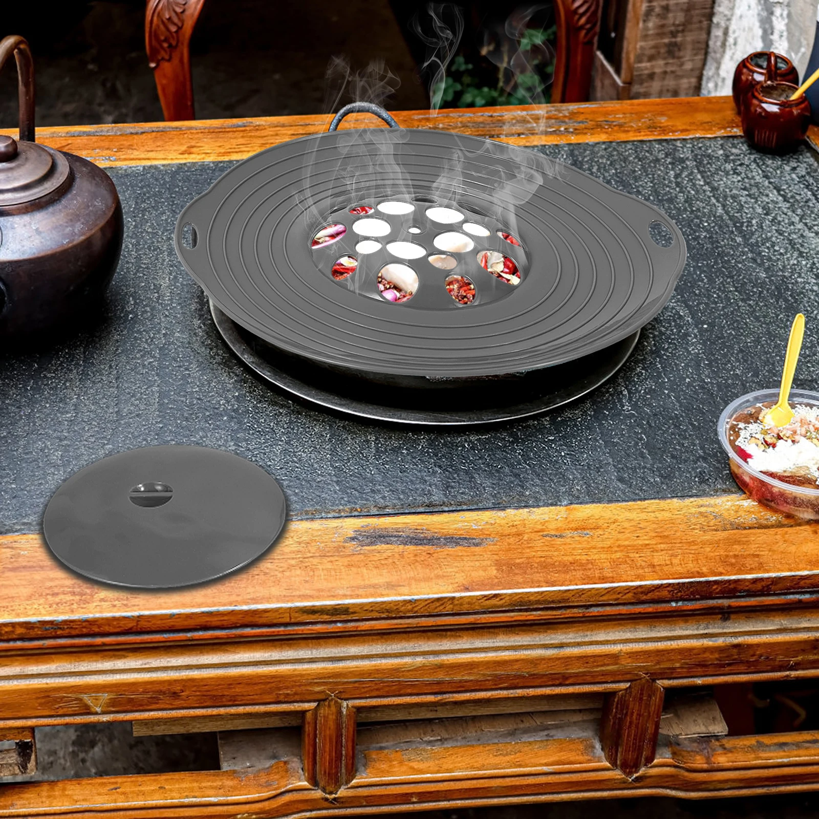 2 Stück Silikon-Topfdeckel für 15–28 cm große Topf- und Pfanne, Anti-Überlauf, staubdicht, zusammenklappbarer Spritzschutz für Herd, Mikrowellenkocher