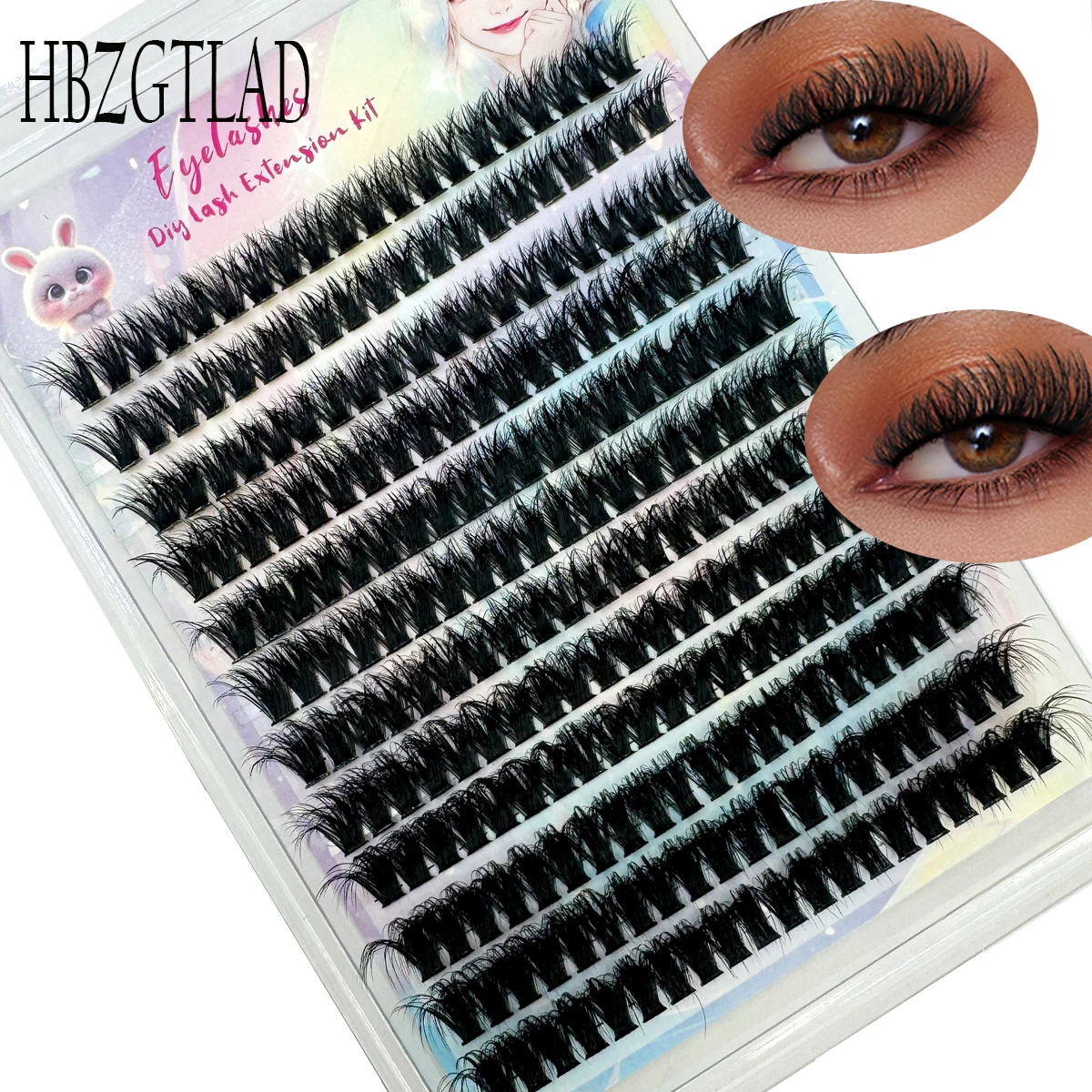 Flauschiges Wimpernverlängerungsset 60D+80D+100D Wimperncluster dickes Wimpernverlängerungsset 10-18mm einzelnes Wimpernset DIY Wimpern Image