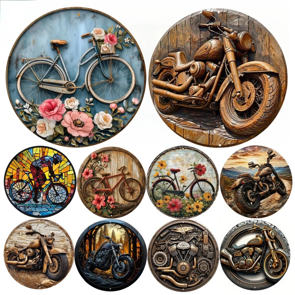 Runde Metall Aluminium Zeichen Kunst Malerei Kranz dekorative Platten Eingang Dekor Geschenk Maske Thema für Bar Club Home Room Wand dekoration Image