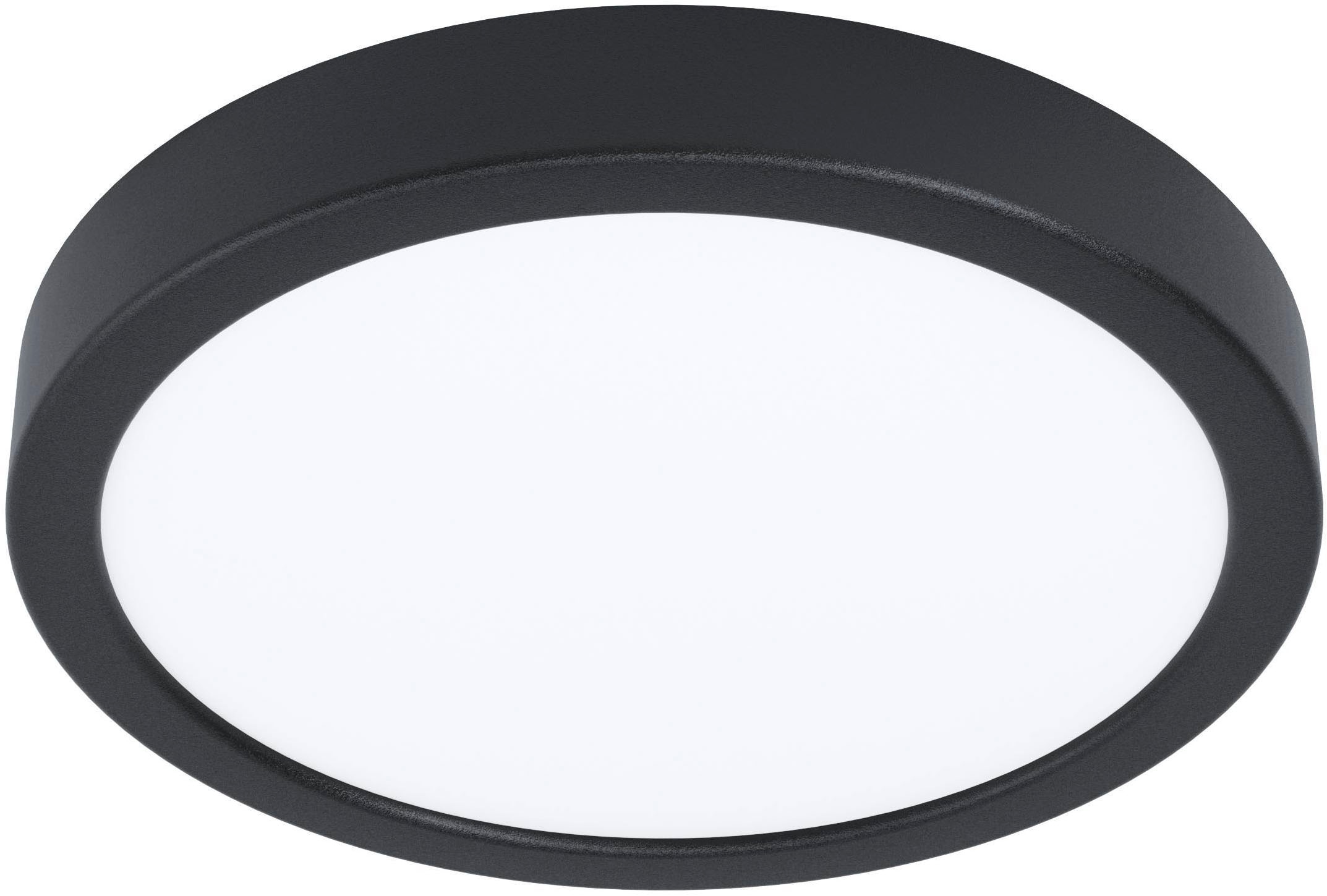 EGLO Aufbauleuchte "Fueva 5 Aufbaulampe, Stahl und Kunststoff, schwarz, weiß, Flurlampe", schwarz, 1, Ø 21cm H: 2,8cm, 1 Stk., Leuchten, Aufbauleuchte dimmbar, Deckenlampe, Deckenleuchte, LED Aufbaulampe