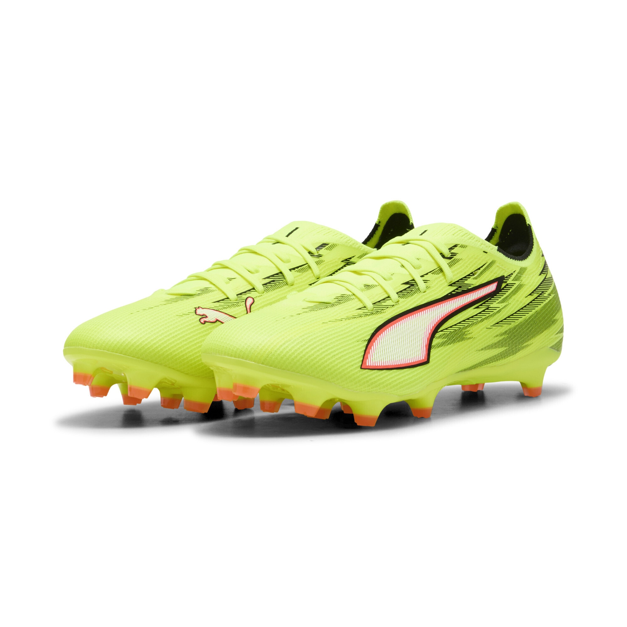 Fußballschuh PUMA "ULTRA 6 MATCH FG/AG Fußballschuhe Erwachsene", Damen, Gr. 45, gelb alert schwarz glowing rot lime squeeze, Obermaterial: Synthetik, Textil; Futter: Synthetik, Textil; Innensohle: Textil; Laufsohle: Synthetik, Schuhe Fußballschuh