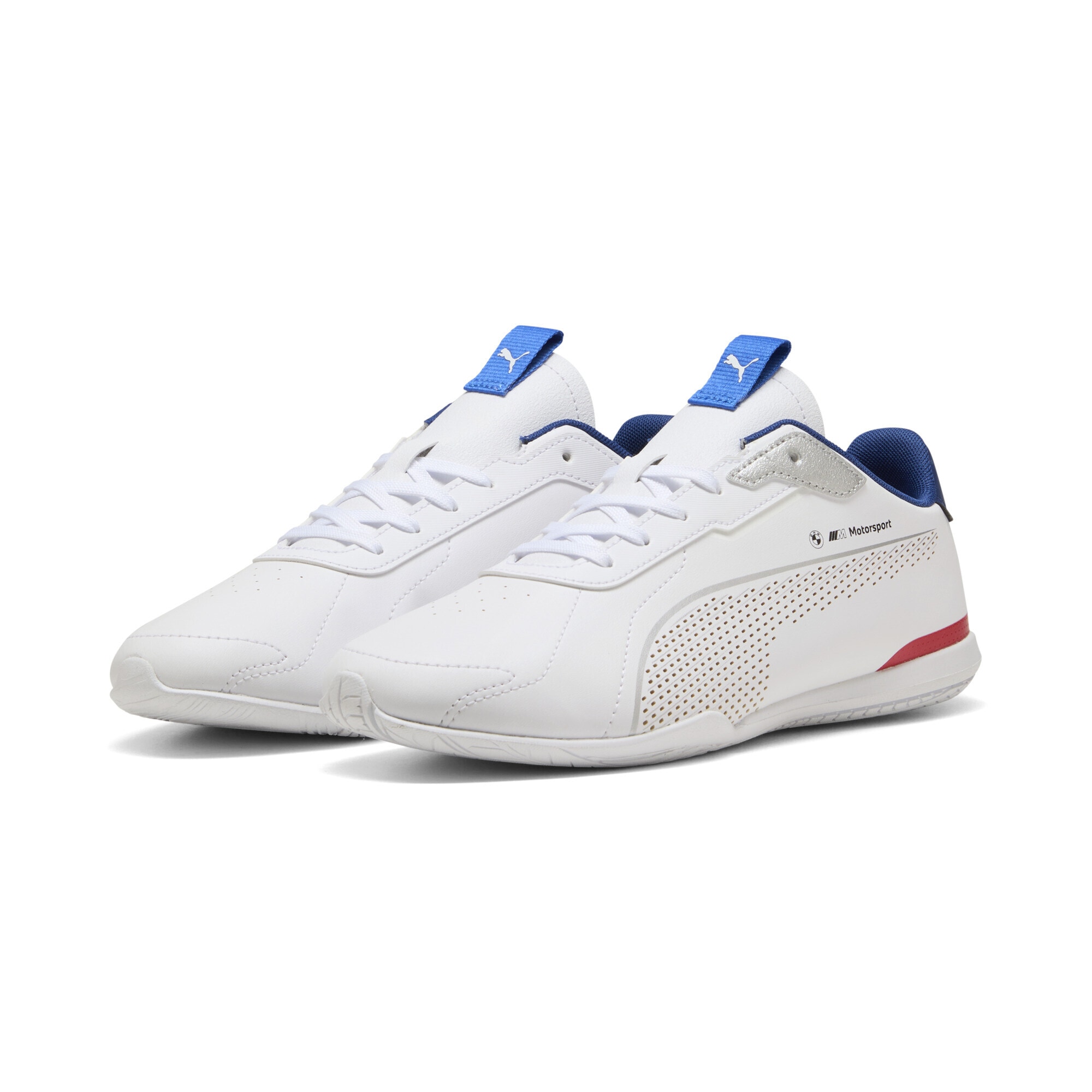 Sneaker PUMA "BMW M Motorsport Neo Cat 3.0 Sneakers Erwachsene", Damen, Gr. 41, weiß silber metallic, Obermaterial: Synthetik, Textil; Futter: Textil; Innensohle: Textil; Laufsohle: Gummi, Schuhe Sneaker