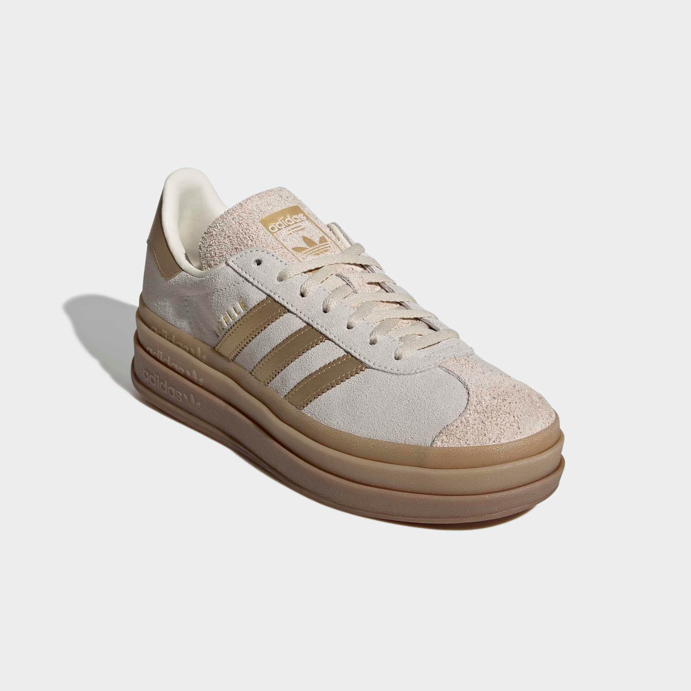 Sneaker ADIDAS ORIGINALS "GAZELLE BOLD", Damen, Gr. 42, cream weiß, cream weiß, braun desert, Leder, Schuhe Sneaker, Topseller