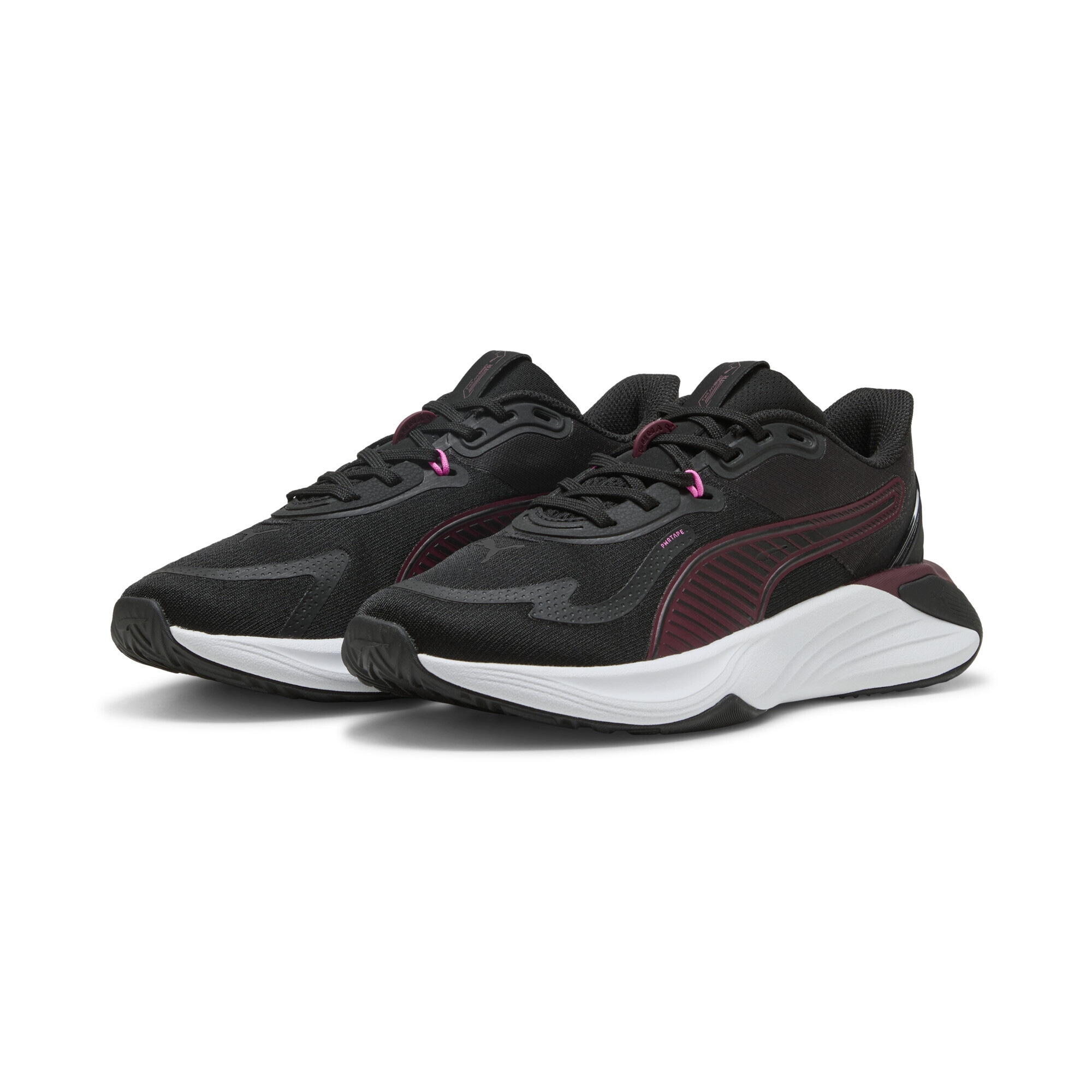 Trainingsschuh PUMA "PWR Hybrid Trainingsschuhe Damen", Damen, Gr. 38, schwarz ruby shimmer pink pixel rot, Obermaterial: Synthetik, Textil; Futter: Textil; Innensohle: Textil; Laufsohle: Gummi, Schuhe