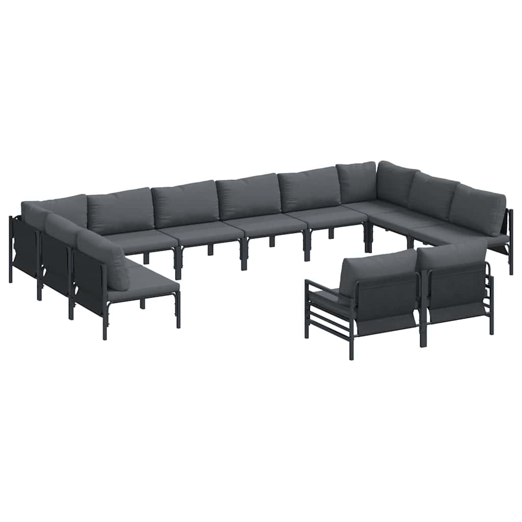 vidaXL Gartensofa-set mit Kissen 12 pcs Schwarz Stahl Image