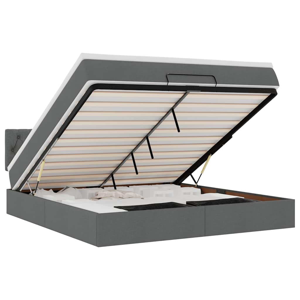 vidaXL Ottoman-Bett mit Matratze Dunkelgrau 180x200 cm Stoff Image