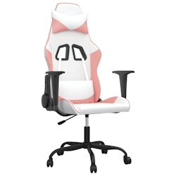 vidaXL Gaming-Stuhl mit Massagefunktion Weiß und Rosa Kunstleder Image