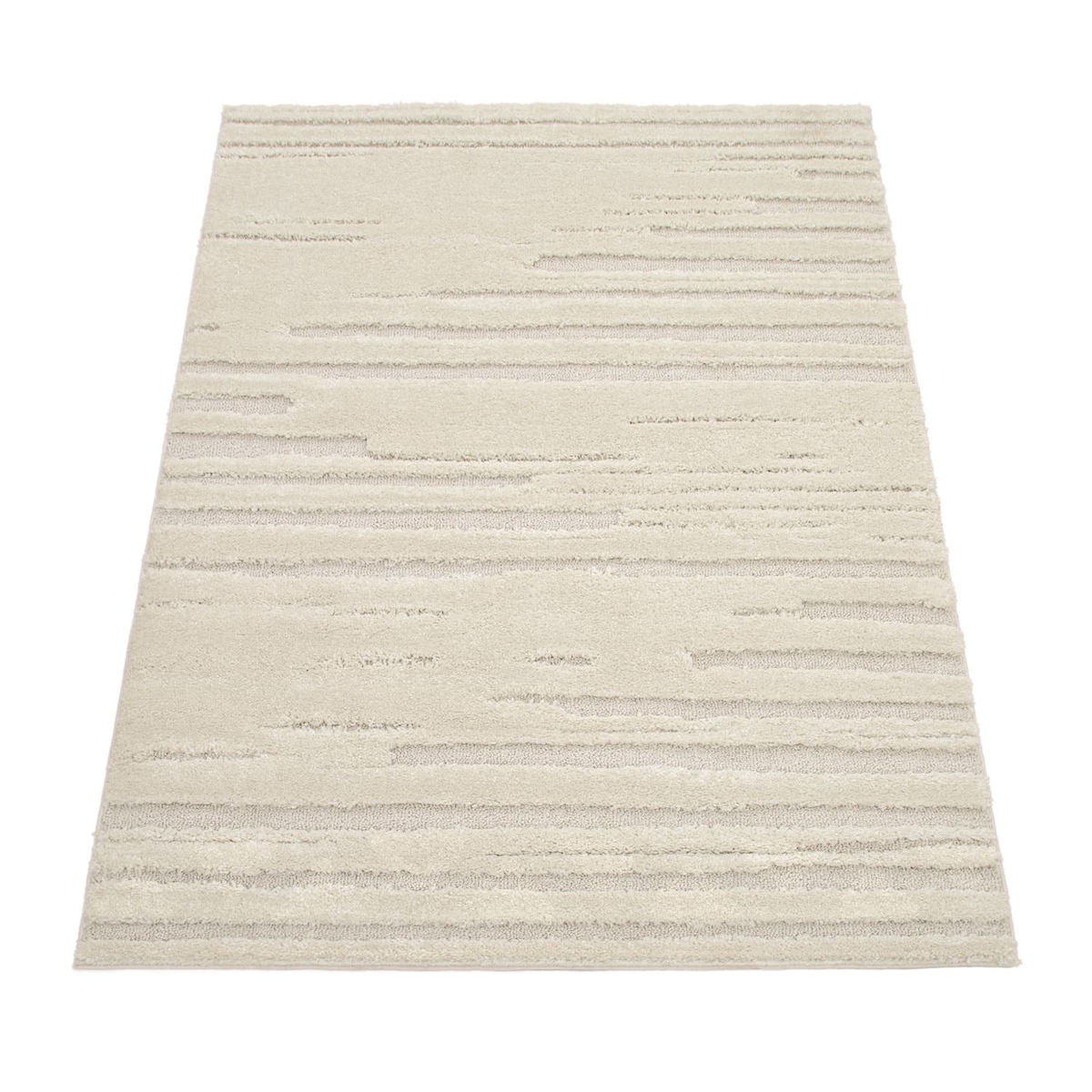 KADIMA DESIGN Hochflor Teppich Shaggy Struktur Schlafzimmer schmutzabweisend Creme Läufer 80x150 | 100% Polypropylen | Florhöhe: 30 mm | pflegeleicht Image