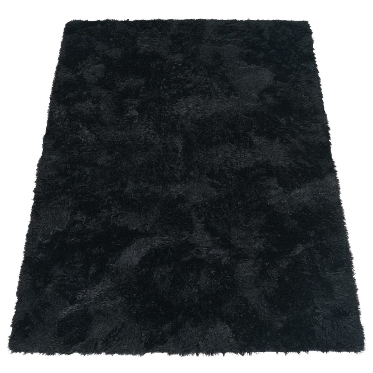 KADIMA DESIGN Hochflor Teppich Shaggy waschbar Unifarben Schlafzimmer schmutzabweisend Schwarz Rechteckig 140x200 | 100% Polyester | Florhöhe: 33 mm | pflegeleicht Image