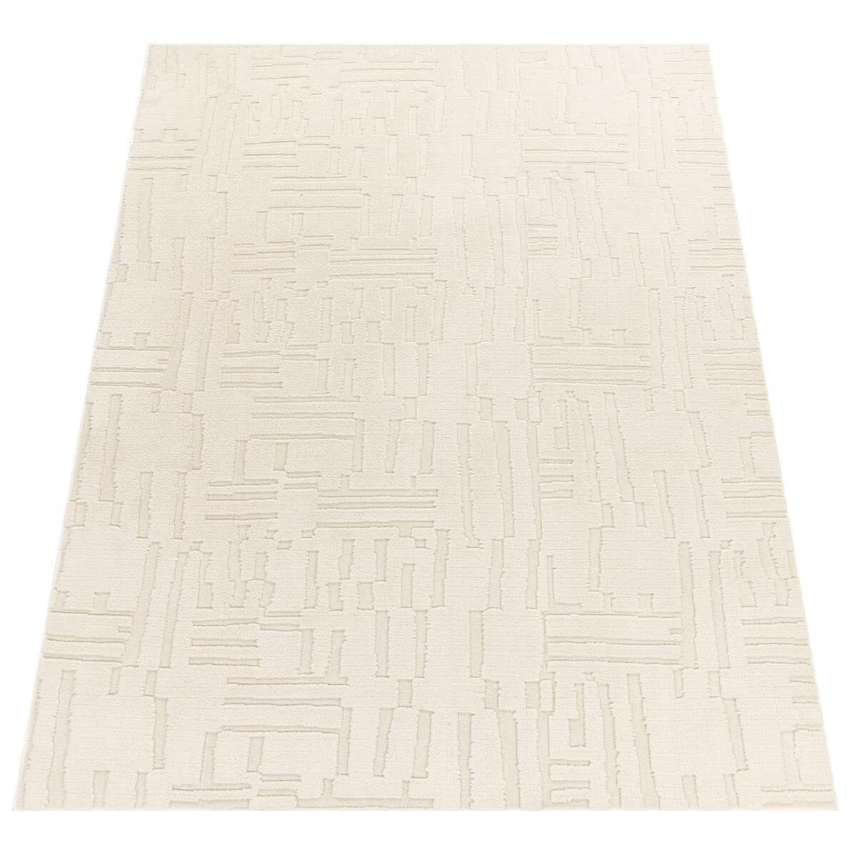 KADIMA DESIGN Teppich Kurzflor waschbar Struktur Wohnzimmer schmutzabweisend Creme Rechteckig 160x220 | 100% Polyester | Florhöhe: 12 mm | pflegeleicht Image