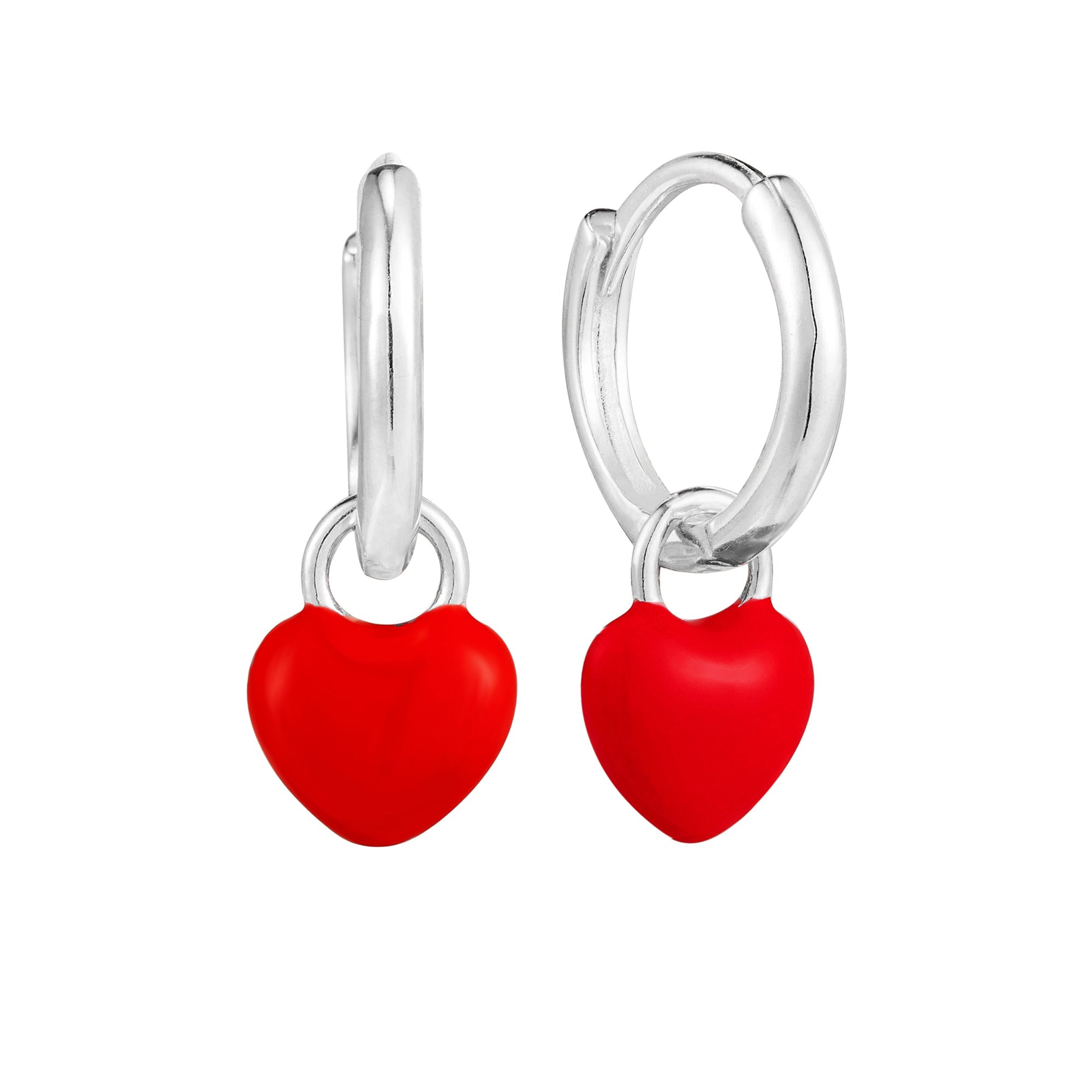 Seol+gold Womens Sterling Silver Red Heart Charm Enamel Hoops - One Size | Seol+gold Sale | Discount Designer Brands