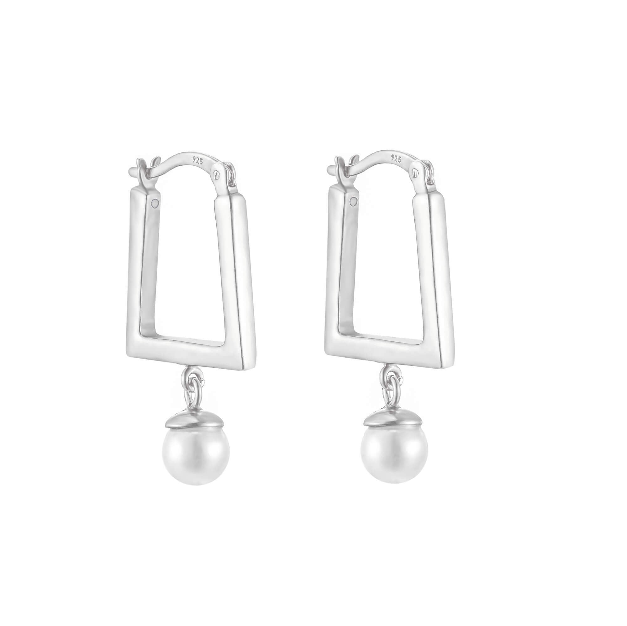 Seol+gold Womens Sterling Silver Pearl Charm Square Hoops - One Size | Seol+gold Sale | Discount Designer Brands