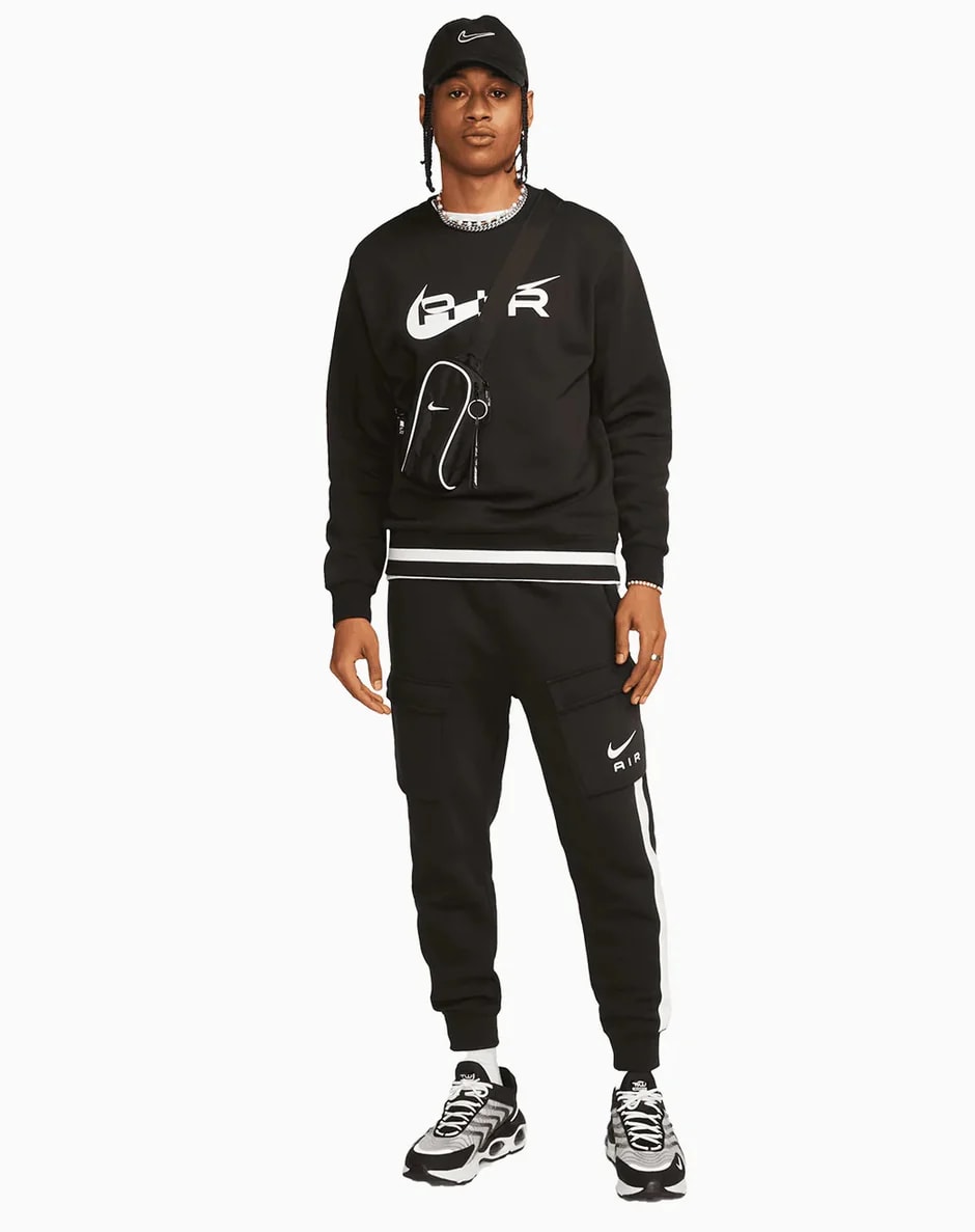 Nike Mens Air Black/white Swoosh Crewneck Tracksuit - Size Large | Nike Sale | Discount Designer Brands