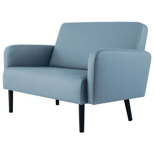 Canapé 2 Places Lisoa Pied Noir Enduit Bleu - Meet By Paperflow
