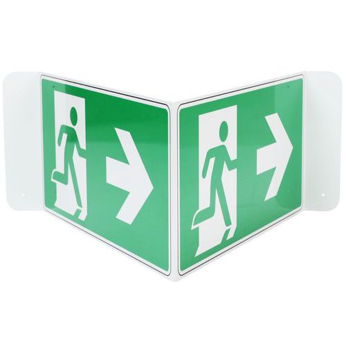 Panneau Sortie Secours Flèche À Gauche En V Alu 500x250 Mm - Manutan Expert