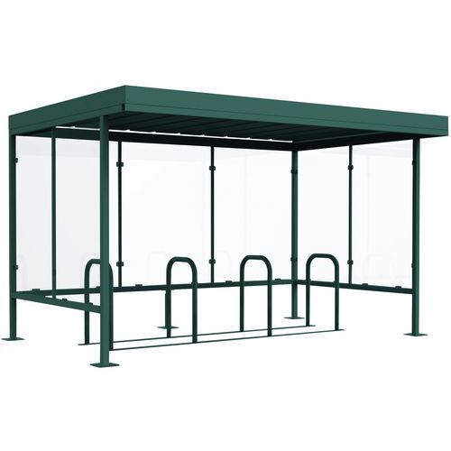 Abri Vélo/motos Beaulieu Vitré 3 Côtés 5x250 Vert+1 Support - Manutan Expert