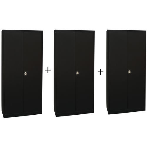 Pack 3 Armoires 180x92x42 Cm - Noir - Manutan Expert