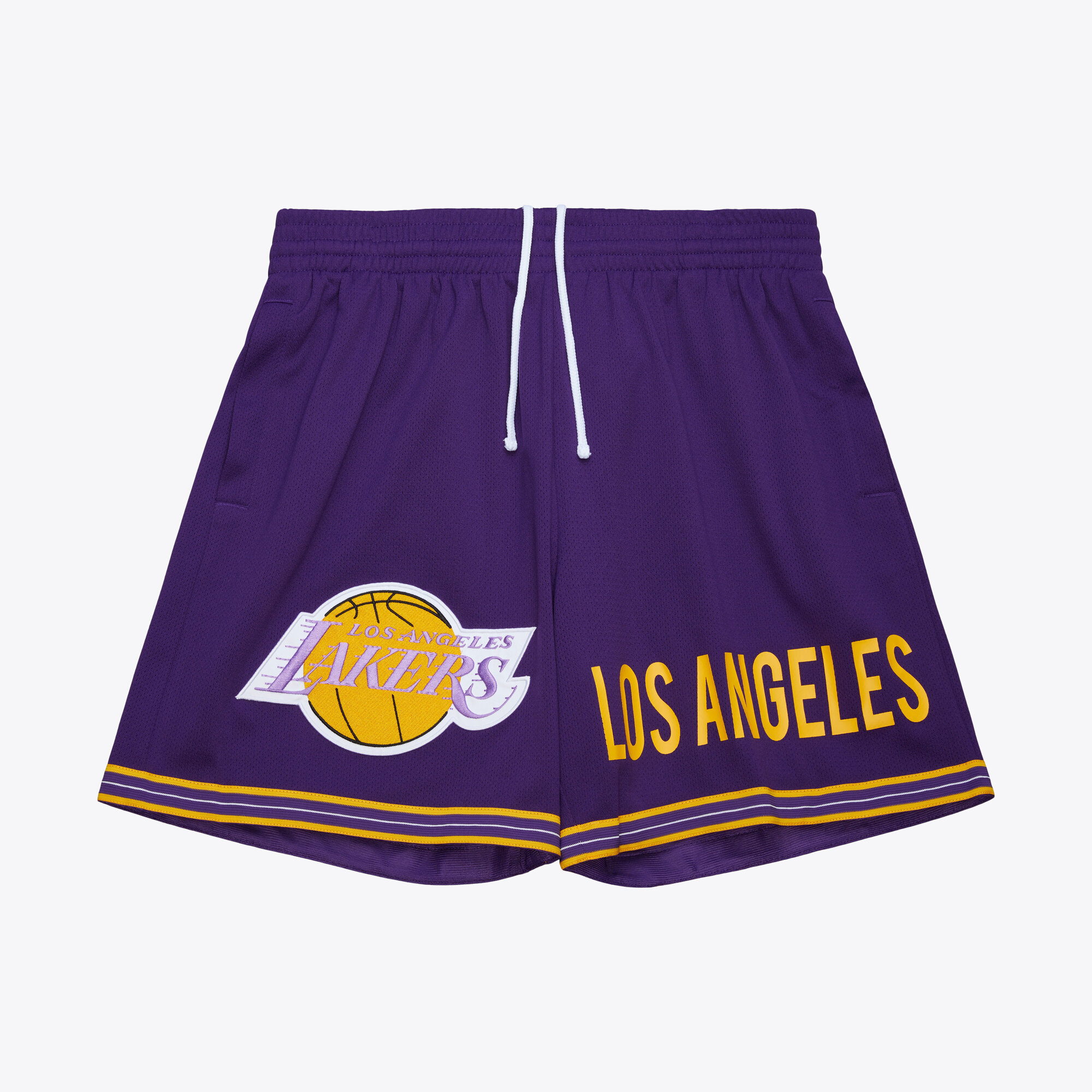 Los Angeles Lakers Mitchell & Ness Team Origins 7-Zoll-Mesh-Shorts Vintage-Logo Image